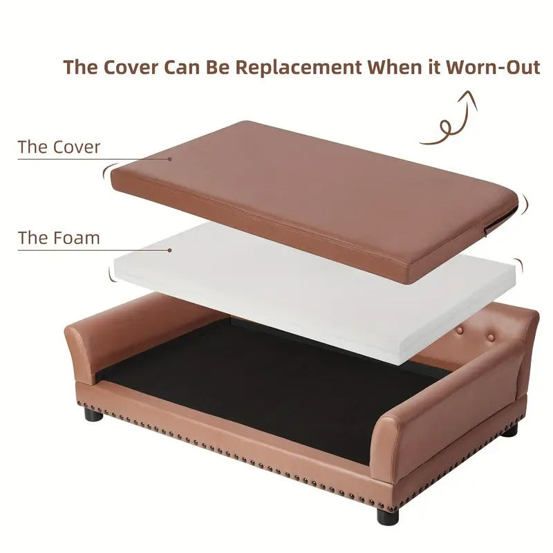 Leather Large Dog Sofa Lounge with Cushion